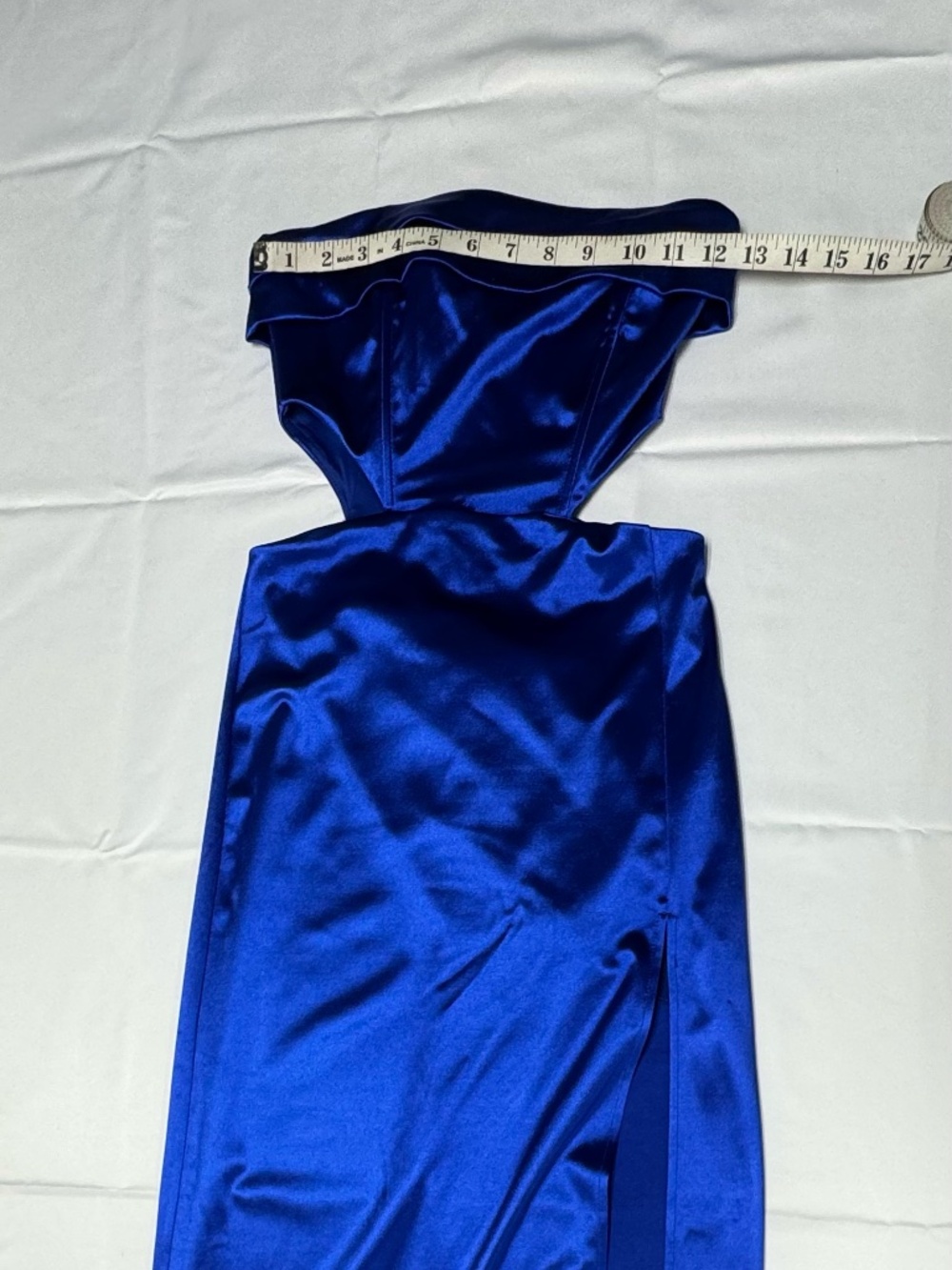 Lucy in the Sky Satin Cutout Corset Maxi in Blue - Size S - NEW Without Tag. - Picture 7 of 15